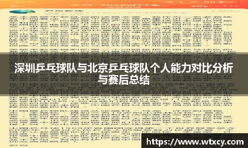 深圳乒乓球队与北京乒乓球队个人能力对比分析与赛后总结